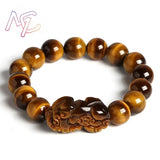 Natural Tiger Eye Pixiu Bracelet Exquisite Jade Beads Bangle Real Tourmaline