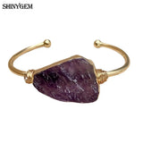 Jewelry Healing Purple Pink Crystal Hand Winding Irregular Natural Amethyst Strawberry Rose Quartz Women Bracelet
