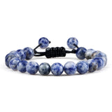 8mm Tiger Eye Stone Beads Bracelet Adjustable Braided Rope