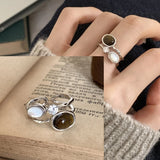 Sterling Silver Tiger's Eye Zircon Ring For Women