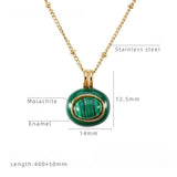 Enamel Glazed Tiger Eye Stone Geometric Pendants Titanium Steel Women