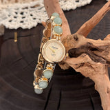 Gold-Hued Women's Watch Featuring Tiger's Eye