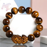 Natural Tiger Eye Pixiu Bracelet Exquisite Jade Beads Bangle Real Tourmaline