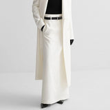 Casual White Straight Skirts  Elegant High Waist Long