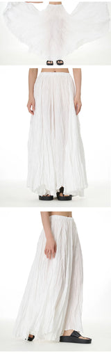 Elegant Drape Crumpled  Summer Elastic Waist