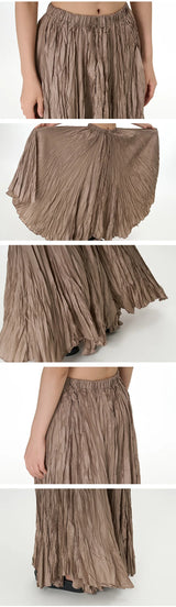 Elegant Drape Crumpled  Summer Elastic Waist