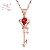 Natural Crystal Key Pendant Necklace Vintage Real Jewelry Charm Talismans Rose Gold Plated Amulet Carved Gemstone Stone Luxury