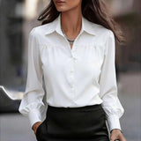 Casual White Loose Blouse Autumn Winter Long Sleeve