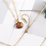 Enamel Glazed Tiger Eye Stone Geometric Pendants Titanium Steel Women