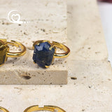 Faceted Lapis White Turquoise Rings Natural Tiger eye