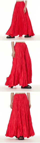 Elegant Drape Crumpled  Summer Elastic Waist