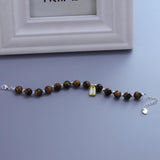 925 Sterling Silver Natural Tiger's Eye Bracelet For Women Gift 14K Gold Plated Wealth And Fortune Pendant Jewelry