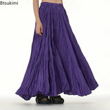 Elegant Drape Crumpled  Summer Elastic Waist