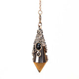 Natural 12 Faceted Healing Crystal Reiki Divination Dowsing Rose Pink Quartz Stone Pendulum Pendant Chain Necklace Jewelry