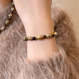 Tiger Eye Stone Bead Bracelet for Women  Stainless Steel Bracelet