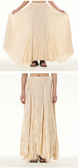 Elegant Drape Crumpled  Summer Elastic Waist