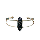 Women's Healing Chakra Natural Stone Hexagonal Wire Crystal Bracelet Rose Quartz, Gemstone, Cuff Bracelet