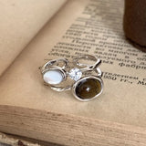 Sterling Silver Tiger's Eye Zircon Ring For Women