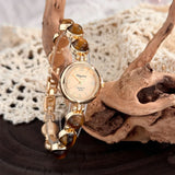 Gold-Hued Women's Watch Featuring Tiger's Eye