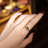 Ring Shiny Cubic Zirconia Retro Court Style Luxury