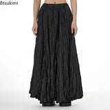 Elegant Drape Crumpled  Summer Elastic Waist