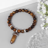 Natural Tiger Eye Stone Bracelet Hexagonal Column Pendant Bracelet Men Agates Crystal Charm Bracelets Women Reiki Yoga Jewelry