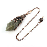 Natural 12 Faceted Healing Crystal Reiki Divination Dowsing Rose Pink Quartz Stone Pendulum Pendant Chain Necklace Jewelry