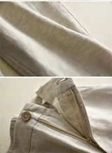 Cotton Linen Straight Trousers Elastic High Waist Wild Wide Leg Pants