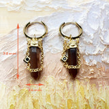 Gold Plated Tiger Eye Hoop Earring Fine Jewerly For Women Men