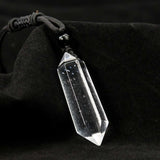 Natural Crystal Quartz Necklace Double Point Pendant Stone Collar Woman Man Healing Meditation Chain Handmade Craft