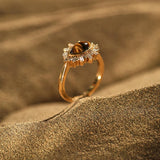 Ring Shiny Cubic Zirconia Retro Court Style Luxury