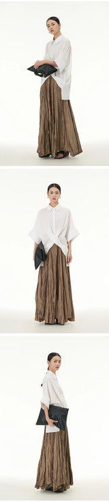 Elegant Drape Crumpled  Summer Elastic Waist