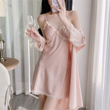 Luxury Silk Robe Set Long Sleeve Robe Comfortable Loose