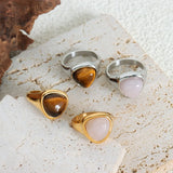 Vintage Stainless Steel Tiger Eye Stone Ring