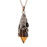 Natural 12 Faceted Healing Crystal Reiki Divination Dowsing Rose Pink Quartz Stone Pendulum Pendant Chain Necklace Jewelry
