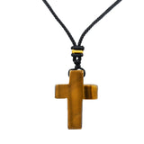 Yellow Tiger Eye 22x30mm Cross Shaped Gemstone Pendant
