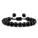 8mm Tiger Eye Stone Beads Bracelet Adjustable Braided Rope