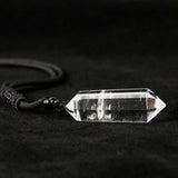 Natural Crystal Quartz Necklace Double Point Pendant Stone Collar Woman Man Healing Meditation Chain Handmade Craft