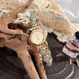 Gold-Hued Women's Watch Featuring Tiger's Eye