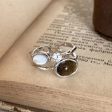 Sterling Silver Tiger's Eye Zircon Ring For Women