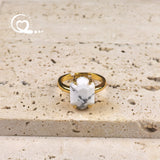 Faceted Lapis White Turquoise Rings Natural Tiger eye