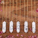 Healing Crystal Quartz Double Point Terminated Pendant Necklace For Women Citrines Amethysts Quartz Boho Necklace Gift For Her
