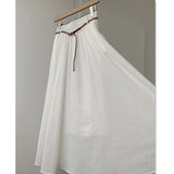 White Skirt A-Line Elastic Waist with Pockets