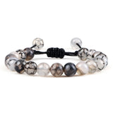 8mm Tiger Eye Stone Beads Bracelet Adjustable Braided Rope
