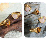 Vintage Stainless Steel Tiger Eye Stone Ring