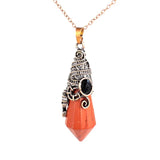 Natural 12 Faceted Healing Crystal Reiki Divination Dowsing Rose Pink Quartz Stone Pendulum Pendant Chain Necklace Jewelry