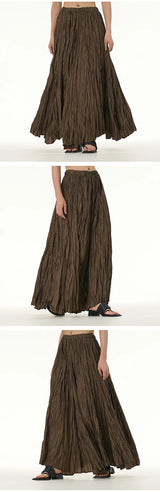 Elegant Drape Crumpled  Summer Elastic Waist