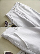Cotton Linen Straight Trousers Elastic High Waist Wild Wide Leg Pants