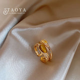 Double layered Retro Luxury Tail Ring For Women's Trendy Jewelry