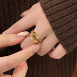 Double layered Retro Luxury Tail Ring For Women's Trendy Jewelry
